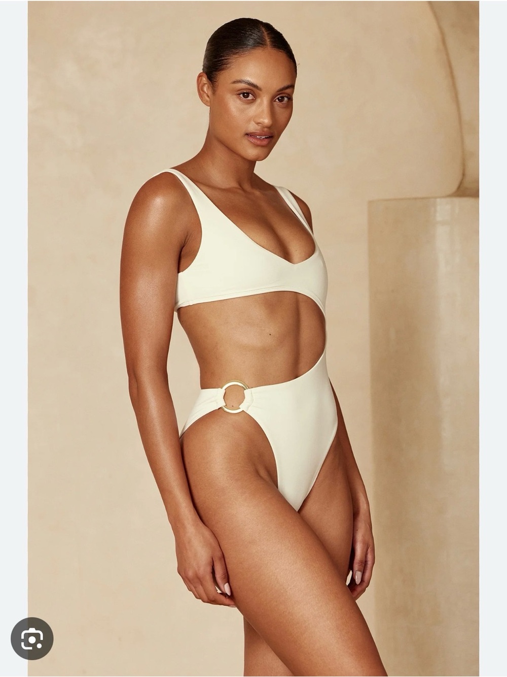 Monday Swimwear St. Barth’s One Piece Ivory Boucle Textured